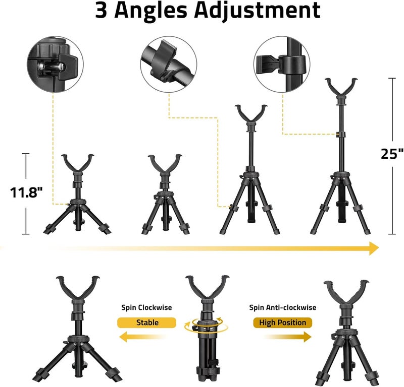 CVLIFE Shooting Rest Tripod - Adjustable Height, 360 Degree Rotation, V Yoke Stand - Portable Rifle Rest for Target Shooting, Hunting and Outdoor Activities - Image 4